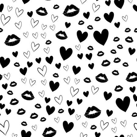 Vector seamless retro pattern, polka dot with hearts. Can be used for wallpaper, pattern fills, web page background,surface texturesのイラスト素材