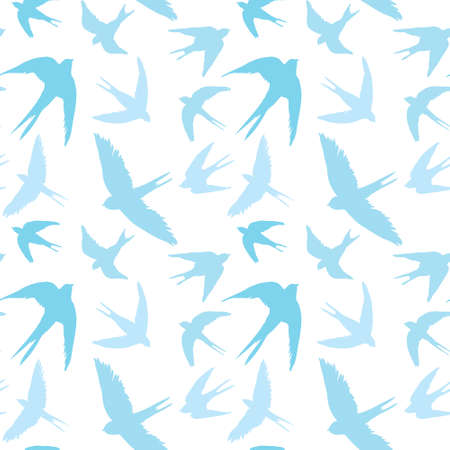 Seamless pattern of swallow silhouettes. Flying birds in different angles. An element of vector design.のイラスト素材