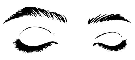 Beautiful woman eyes black and white drawing sketch. vector fashion illustration.のイラスト素材