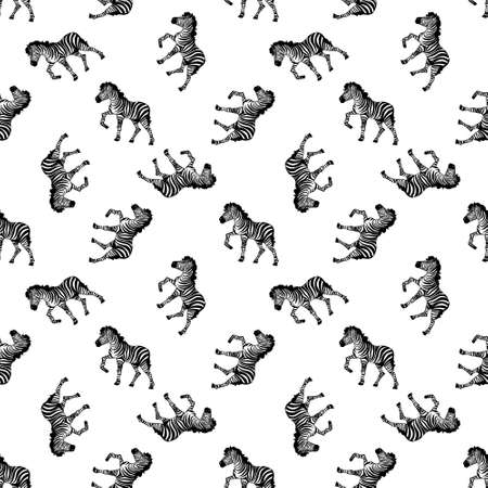 South african zebra seamless pattern. Hand drawn seamless pattern illustration with safari animals.のイラスト素材