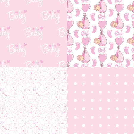 Vector greeting card. baby shower card. Baby announcement card design element. It's a boy lettering, it's a girl lettering. Baby shower party design element.のイラスト素材