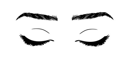 Beautiful woman eyes black and white drawing sketch. vector fashion illustration.のイラスト素材