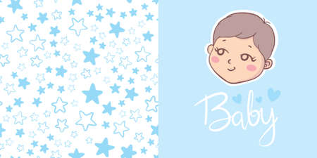 Happy little boy. A cartoon character isolated on a white background. Flat vector color illustration.のイラスト素材