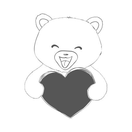 Vector hand drawn teddy bear illustration. Gift toy for Valentine's day, birthday, Christmas, holiday.のイラスト素材