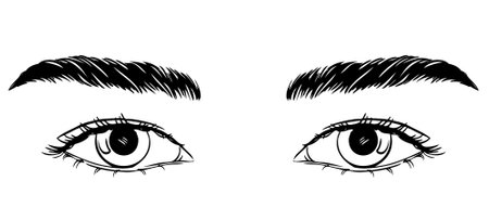 Beautiful woman eyes black and white drawing sketch. vector fashion illustration.のイラスト素材