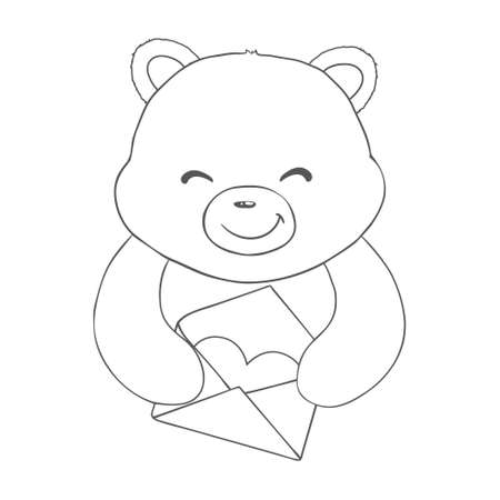 Vector hand drawn teddy bear illustration. Gift toy for Valentine's day, birthday, Christmas, holiday.のイラスト素材