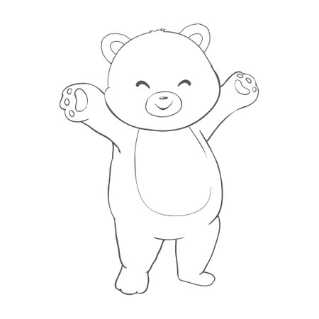 Vector hand drawn teddy bear illustration. Gift toy for Valentine's day, birthday, Christmas, holiday.のイラスト素材