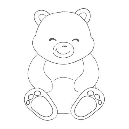Vector hand drawn teddy bear illustration. Gift toy for Valentine's day, birthday, Christmas, holiday.のイラスト素材
