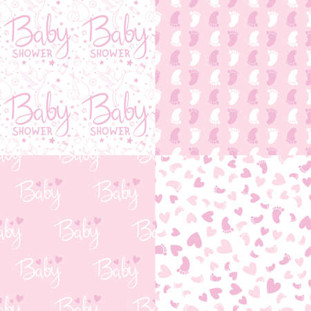 Vector greeting card. baby shower card. Baby announcement card design element. It's a boy lettering, it's a girl lettering. Baby shower party design element.のイラスト素材