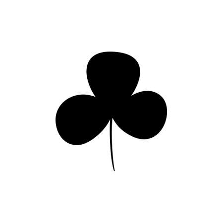 Trefoil and quatrefoil clover leaf traditional Irish symbol, St. Patrick's Day clovers flat vector icons, black silhouette luck sign on white background, clover vector. Lucky clover.のイラスト素材