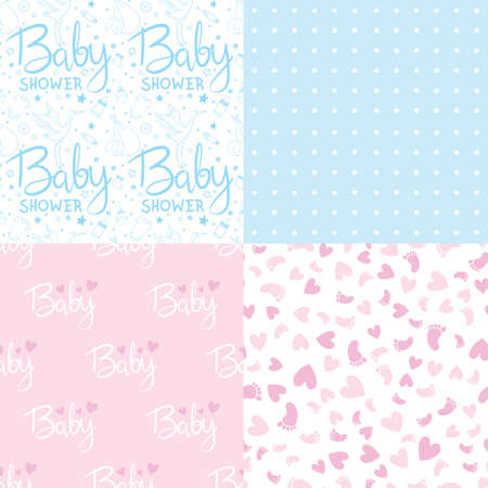A set of ready-made designs for newborns. This is a boy. It's a girl. Vector illustration. Set of postcards and backgrounds.のイラスト素材