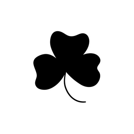 Trefoil and quatrefoil clover leaf traditional Irish symbol, St. Patrick's Day clovers flat vector icons, black silhouette luck sign on white background, clover vector. Lucky clover.のイラスト素材