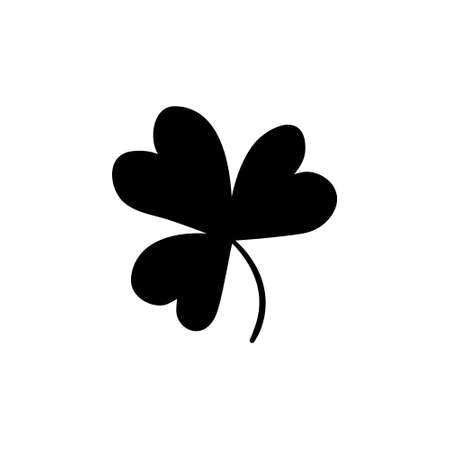 Trefoil and quatrefoil clover leaf traditional Irish symbol, St. Patrick's Day clovers flat vector icons, black silhouette luck sign on white background, clover vector. Lucky clover.のイラスト素材