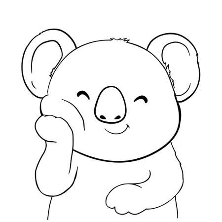Koala. sketch. vector illustration. Teddy bear from Australia. Outline on isolated background. Coloring book. Doodle style.のイラスト素材