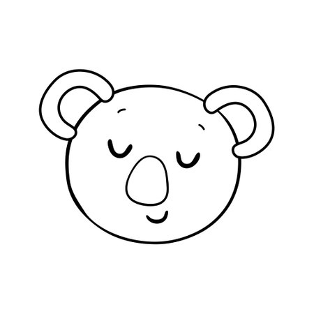 Koala. sketch. vector illustration. Teddy bear from Australia. Outline on isolated background. Coloring book. Doodle style.のイラスト素材