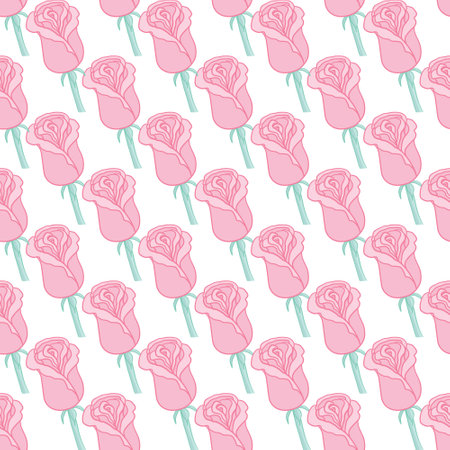 Seamless floral pattern with roses on a white background. vector illustration.のイラスト素材