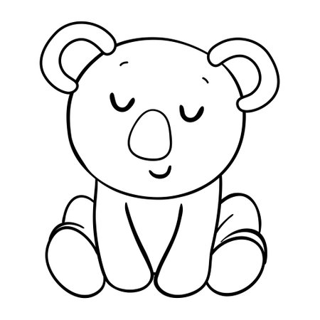 Koala. sketch. vector illustration. Teddy bear from Australia. Outline on isolated background. Coloring book. Doodle style.のイラスト素材