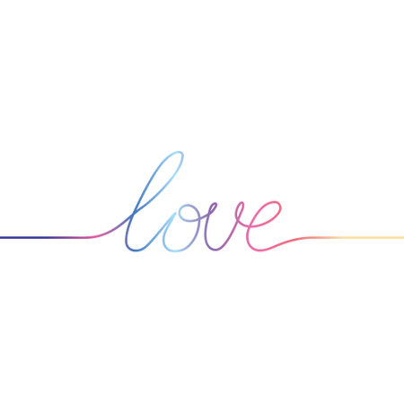 Colorful message "LOVE" for pride month celebration. Typography of LGBTQIA+ equality. Rainbow color. Float vector illustration.のイラスト素材