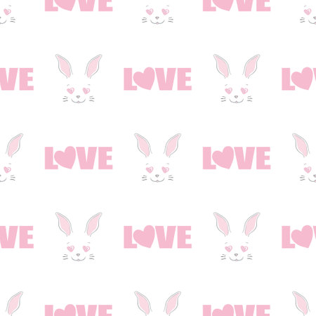 Seamless pattern with cartoon bunnies for kids. abstract art print. Hand drawn background with cute animals. vector illustrationのイラスト素材