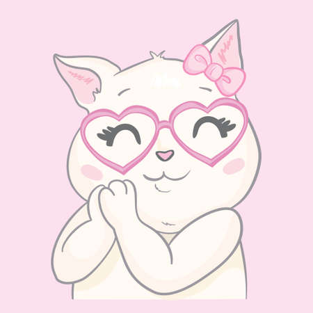 cute cats sketch vector illustration, print design cat, children print on t-shirt girl, illustration.のイラスト素材