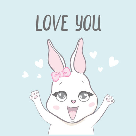 Cute little rabbit with pink glasses. Funny bunny face. Vector illustration for children print design, kids t-shirt, baby wearのイラスト素材
