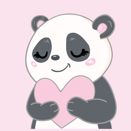 Illustration with cute cartoon panda. Illustration for the girl.のイラスト素材