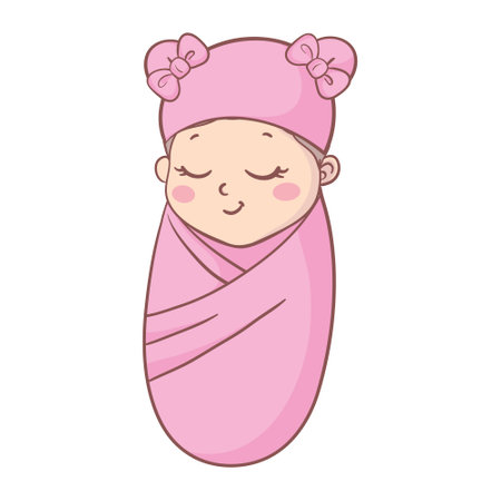 Vector greeting card. baby shower card. Baby announcement card design element. It's a girl lettering. Baby shower party design element.のイラスト素材