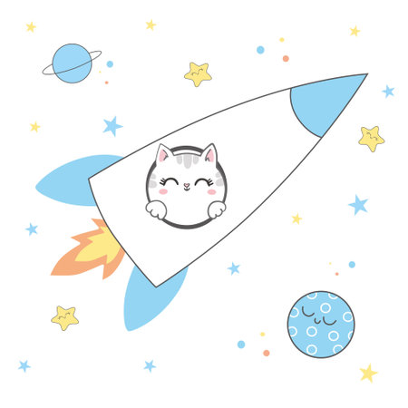 cute cats sketch vector illustration, print design cat, children print on t-shirt girl, illustration.のイラスト素材