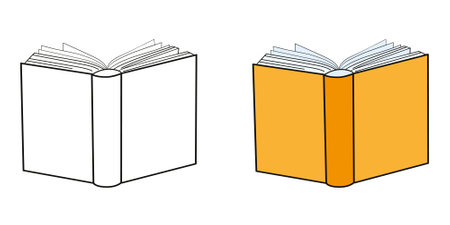 A sketch book, a coloring book and a book in color. Vector illustration in a flat style on a white background. Set of school supplies composition. Children's subjects for study.のイラスト素材