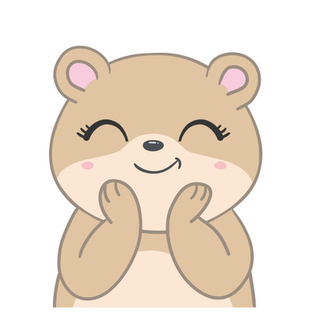 Little teddy bear isolated on a white background, vector, illustration. Romantic hand drawing poster cartoon character postcard for a holidayのイラスト素材
