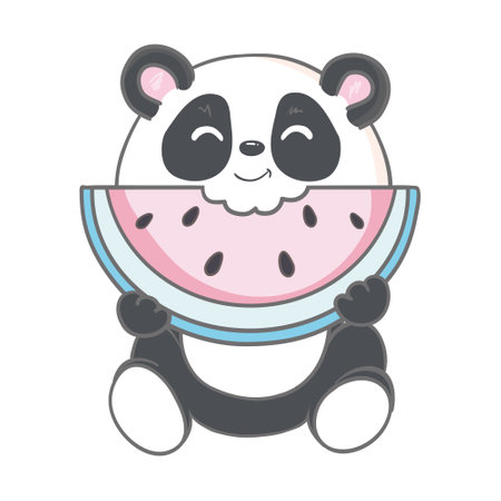 Hand drawn Cute panda. Handwritten - Sweet Cute. Vector illustration.のイラスト素材