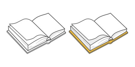 A sketch book, a coloring book and a book in color. Vector illustration in a flat style on a white background. Set of school supplies composition. Children's subjects for study.のイラスト素材