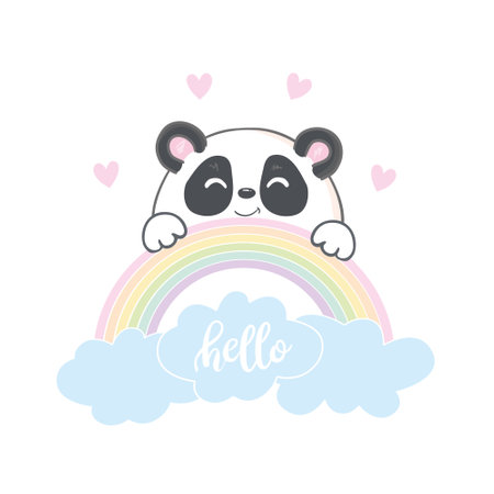 Cute Panda Holding Love Heart Cartoon Vector Icon Illustration. Animal Nature Icon Concept Isolated Premium Vector. Flat Cartoon Styleのイラスト素材