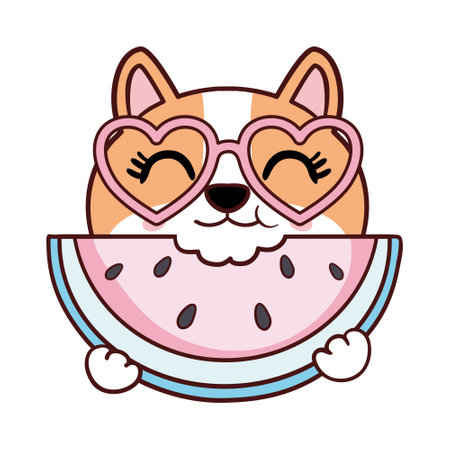 Cute dog wearing glasses vector illustration. Can be used for printing on t-shirts, fashion printing design, kids clothes, baby shower, greeting, holiday and invites.のイラスト素材
