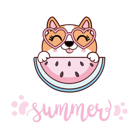 Cute dog wearing glasses vector illustration. Can be used for printing on t-shirts, fashion printing design, kids clothes, baby shower, greeting, holiday and invites.のイラスト素材