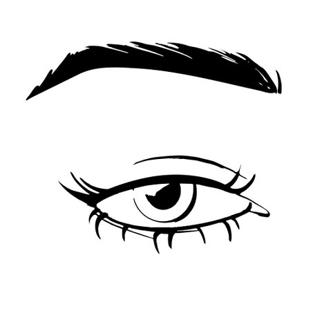 Hand-drawn beautiful female eye, sketch. Makeup, beauty salon symbol. Vintage vector illustrationのイラスト素材