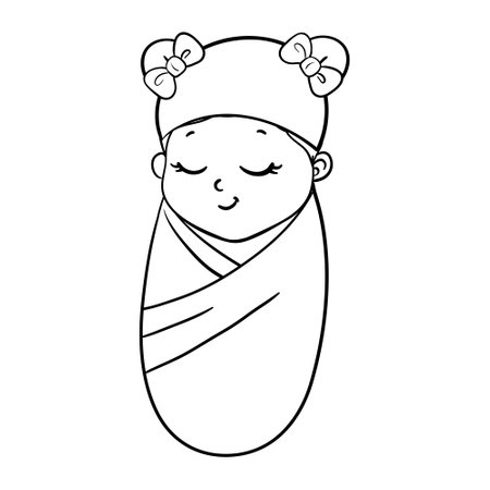 Cute Girl cartoon hand drawn vector illustration. Can be used for baby t-shirt print, fashion print design, kids wear, baby shower celebration greeting and invitation card.のイラスト素材