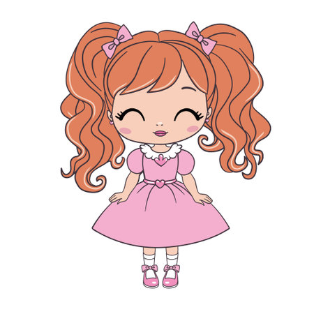 cute girl vector design. T-shirt print. Book illustrations for children. Romantic hand drawing poster. cartoon characterのイラスト素材