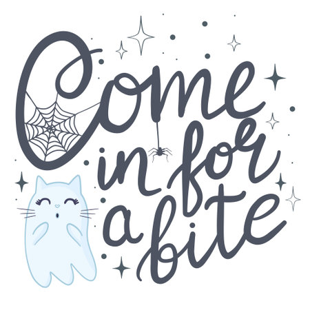 cute spirit flying cats. Pets for Halloween. A cartoon creepy children's character. Vector illustration for a greeting card.のイラスト素材