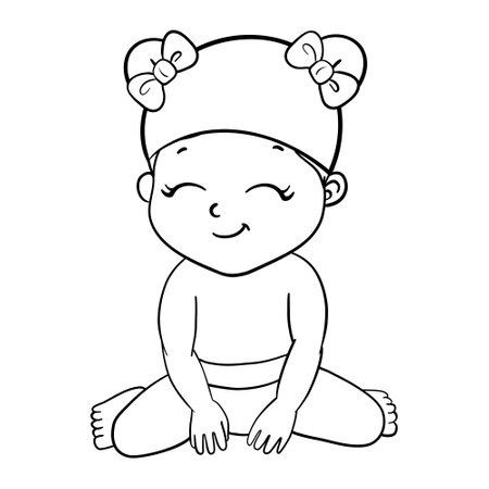 Cute Girl cartoon hand drawn vector illustration. Can be used for baby t-shirt print, fashion print design, kids wear, baby shower celebration greeting and invitation card.のイラスト素材