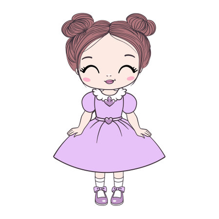 cute girl vector design. T-shirt print. Book illustrations for children. Romantic hand drawing poster. cartoon characterのイラスト素材
