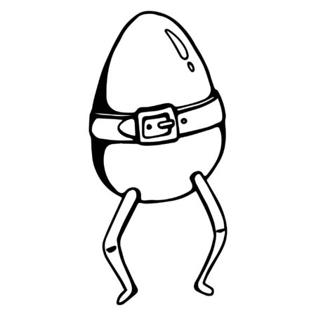 Black line egg with legs vector illustration for cardのイラスト素材