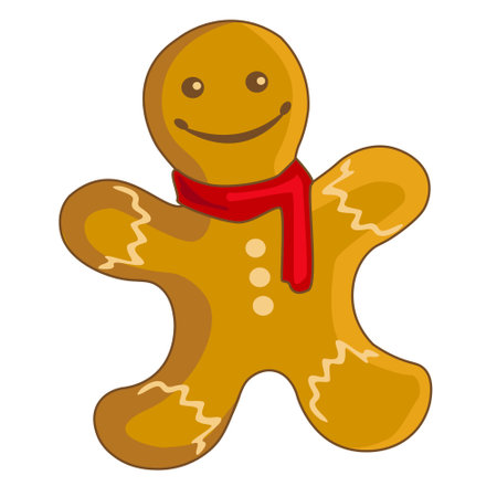 Holiday gingerbread man cookie. Cookie in shape of man with colored icing. Happy new year...