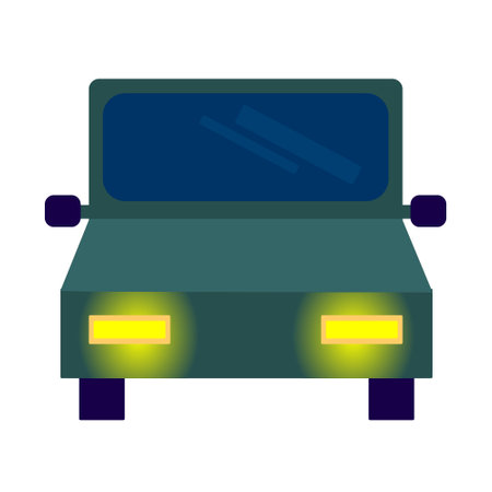 blue cube car icon design flat styleのイラスト素材