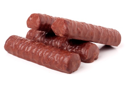 chocolate bars isolated on white background.の写真素材