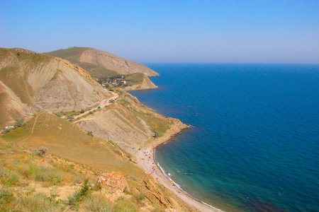 Crimea landscape with Black sea coast. Nature composition.の写真素材