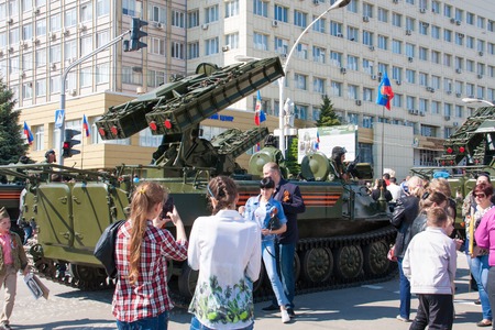 LUGANSK ,UKRAINE - MAY 9, 2016: military parade May 9 in Lugansk (LNR).