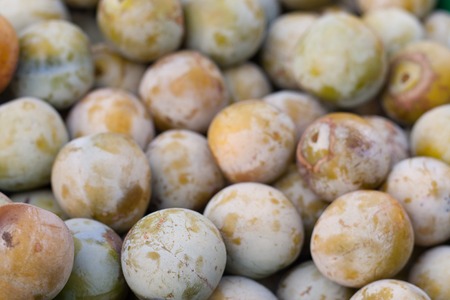 plums as a background on the counter market for sale.の写真素材