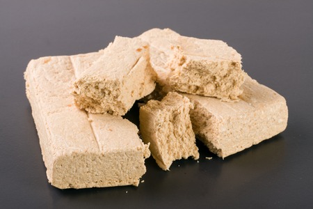 peanut halva on a dark background closeupの写真素材