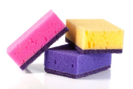 sponges for dishwashing isolated on a white background.の写真素材